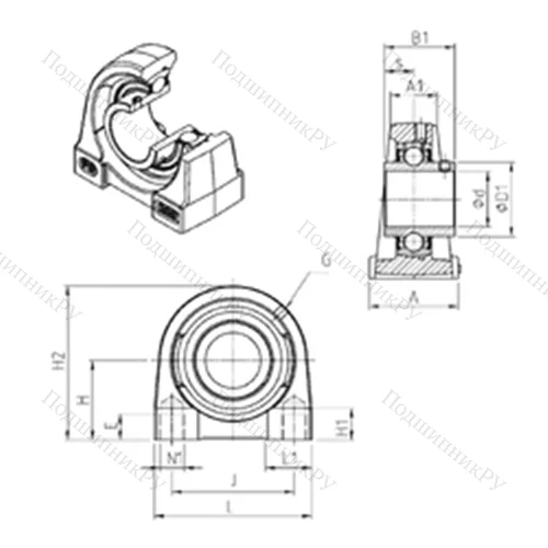 Подшипниковый узел шариковый радиальный UCPG 205 от производителя  SNR