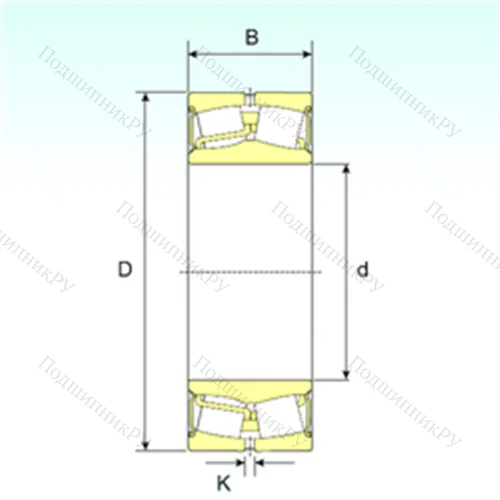Подшипник роликовый радиальный самоцентрирующийся 22206-2RS от производителя  ISB