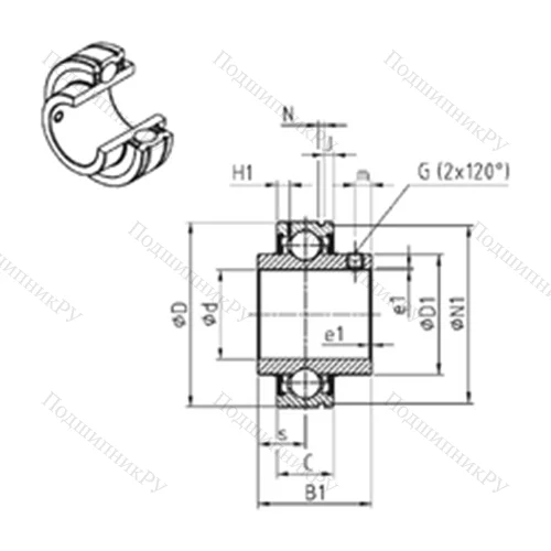 Подшипник шариковый радиальный CUC 208-24 от производителя  SNR Подшипник шариковый радиальный CUC 208-24 от производителя  SNR