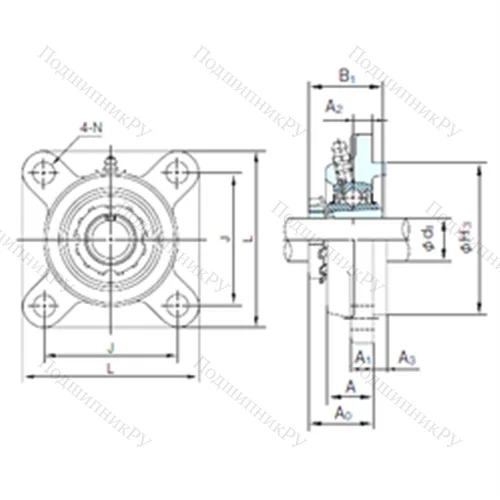 Подшипниковый узел шариковый радиальный UKFS 318+H 2318 от производителя  NACHI