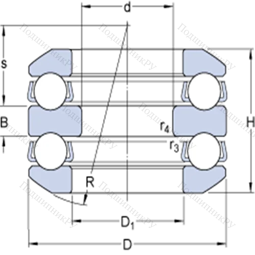 Двойные упорные шарикоподшипники 54309 + U 309