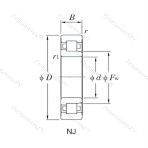 Подшипник роликовый радиальный NJ 312R