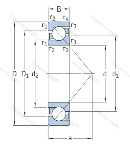 Однорядный шариковый подшипник 7220 BEGAP от производителя  SKF
