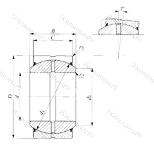 Подшипник скольжения сферический SBB 20-2RS от производителя  IKO Подшипник скольжения сферический SBB 20-2RS от производителя  IKO