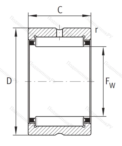 Игольчатый подшипник NK 37/20 XL от производителя  INA