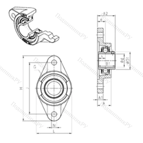 Подшипниковый узел шариковый радиальный UCFL 211 от производителя  SNR