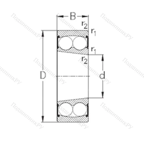 Подшипник шариковый радиальный самоцентрирующийся 2212-K-2RS