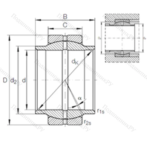 Подшипник скольжения сферический GE 160 LO от производителя  INA