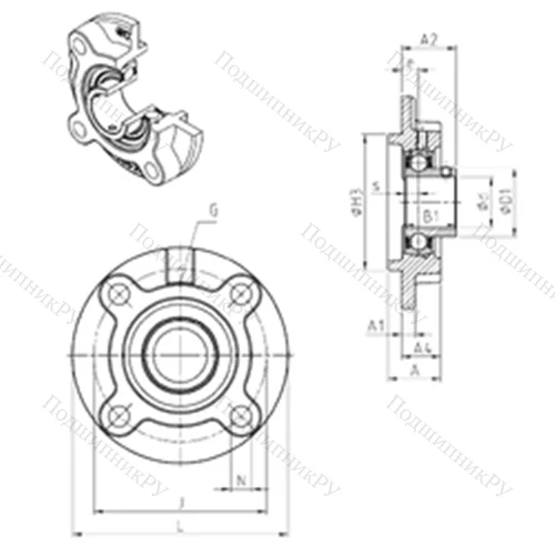 Подшипниковый узел шариковый радиальный USFC 210 от производителя  SNR