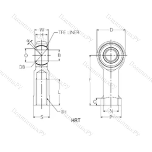 Подшипник скольжения сферический HRT 8 от производителя  NMB