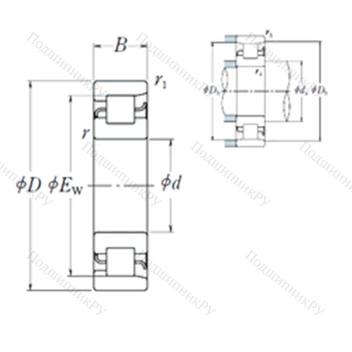 Подшипник роликовый радиальный NF 1014