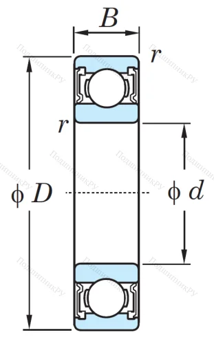 Однорядный шариковый подшипник 6203 2RS CM от производителя  KOYO