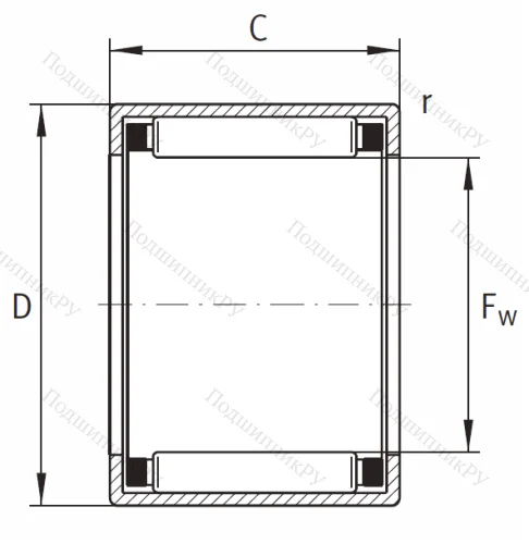 Игольчатый подшипник HK 5020 от производителя  INA