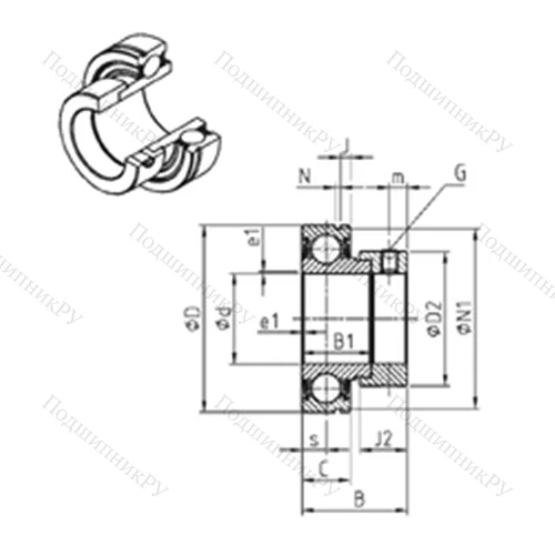 Подшипник шариковый радиальный CES 208-24 от производителя  SNR Подшипник шариковый радиальный CES 208-24 от производителя  SNR