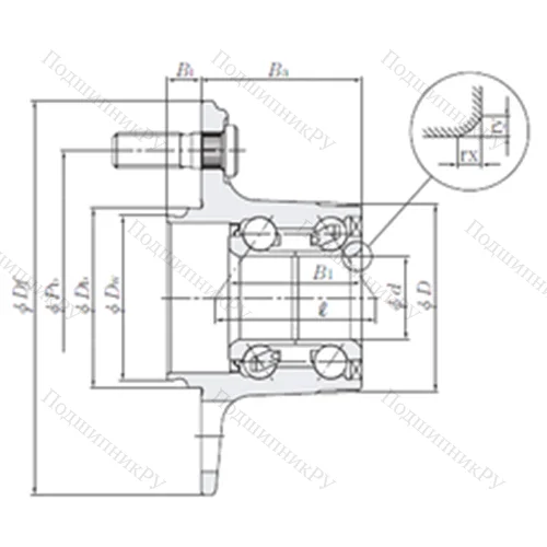 Подшипник шариковый радиально-упорный HUB 227-24 от производителя  NTN