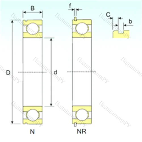 Подшипник шариковый радиальный 6204 NR от производителя  ISB