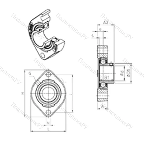 Подшипниковый узел шариковый радиальный USFD 206 от производителя  SNR