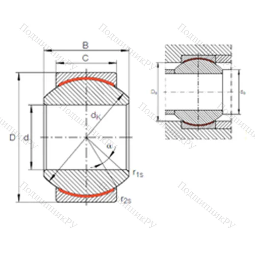 Подшипник скольжения сферический GE 14 PW от производителя  INA Подшипник скольжения сферический GE 14 PW от производителя  INA