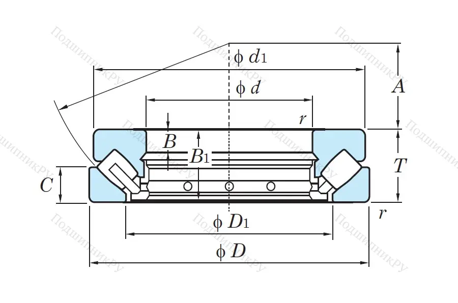 Упорный роликовый подшипник 29417 R FY