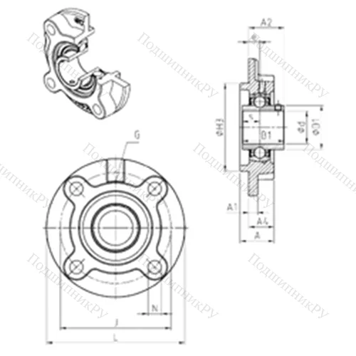 Подшипниковый узел шариковый радиальный UCFC 206 от производителя  SNR