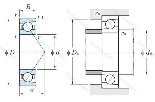 Однорядный шариковый подшипник 7318 B (66318 ГОСТ) от производителя  KOYO