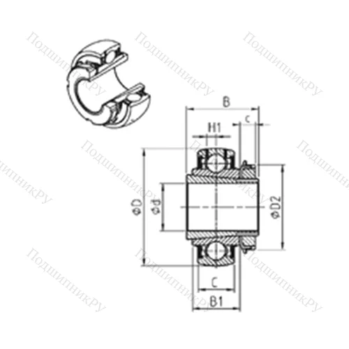 Подшипник шариковый радиальный UK 311+H