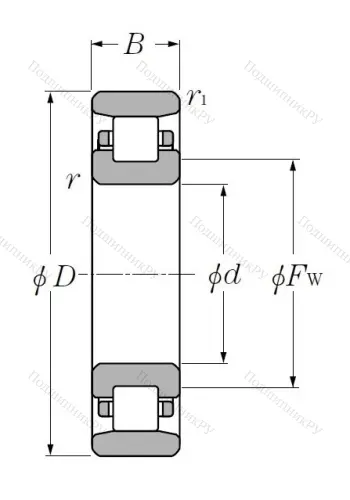 Роликовый цилиндрический подшипник N 314 от производителя  NTN