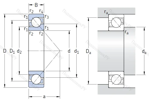 Однорядный шариковый подшипник 7318 BECBM (66318 Л (ГОСТ)) от производителя  SKF Однорядный шариковый подшипник 7318 BECBM (66318 Л (ГОСТ)) от производителя  SKF