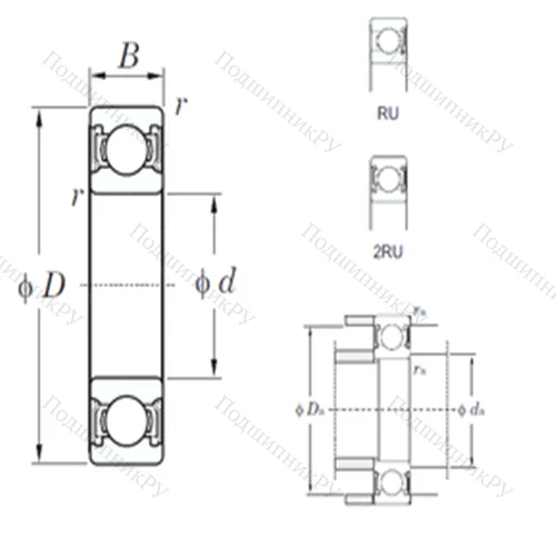 Подшипник шариковый радиальный 6032-2RU от производителя  KOYO