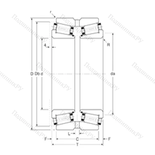 Подшипник роликовый радиально-упорный 180101X/180170G от производителя  Gamet