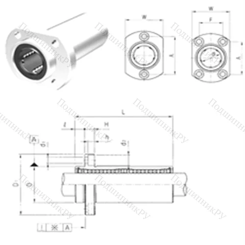 Подшипник шариковый линейный LMHP 6L от производителя  Samick