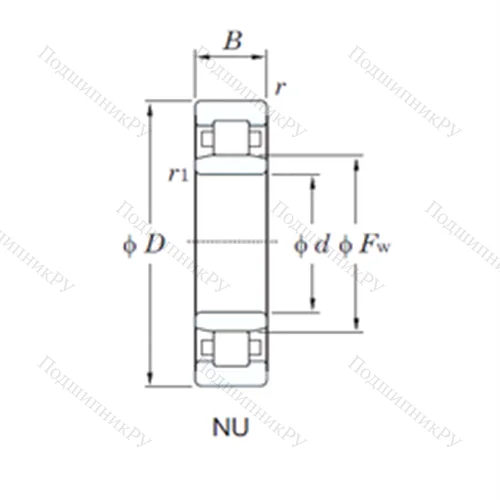 Подшипник роликовый радиальный NU 2206R