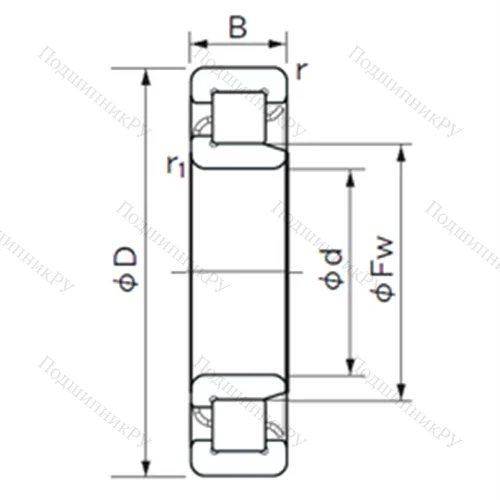 Подшипник роликовый радиальный NJ 2309 E