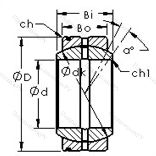 Подшипник скольжения сферический GE 22XS/K от производителя  AST