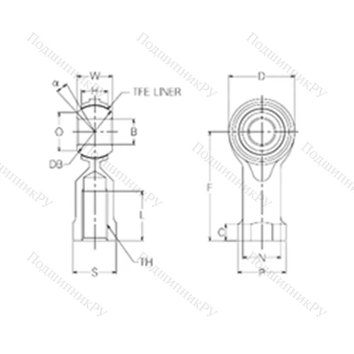 Подшипник скольжения сферический RBT 15 от производителя  NMB