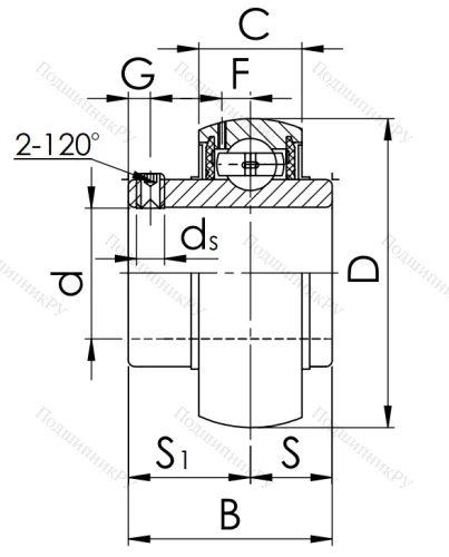 Корпусный подшипник UC 211 (480211 ГОСТ) в Новосибирске