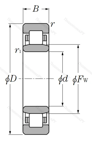 Роликовый цилиндрический подшипник NU 209 C 3 от производителя  NTN