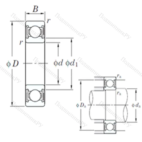 Подшипник шариковый радиальный 6306 2RD C 3