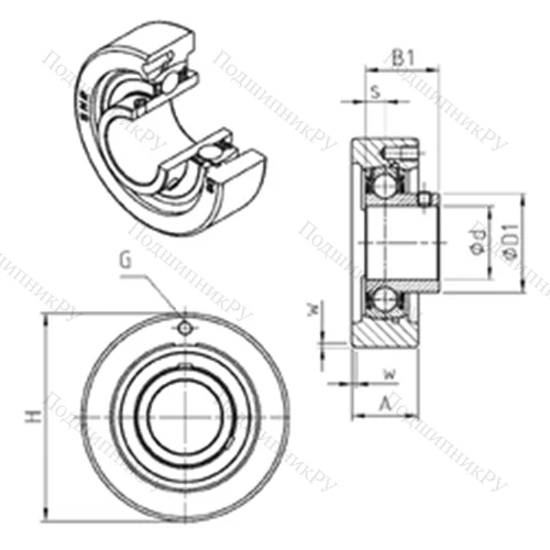 Подшипниковый узел шариковый радиальный USC 205 от производителя  SNR