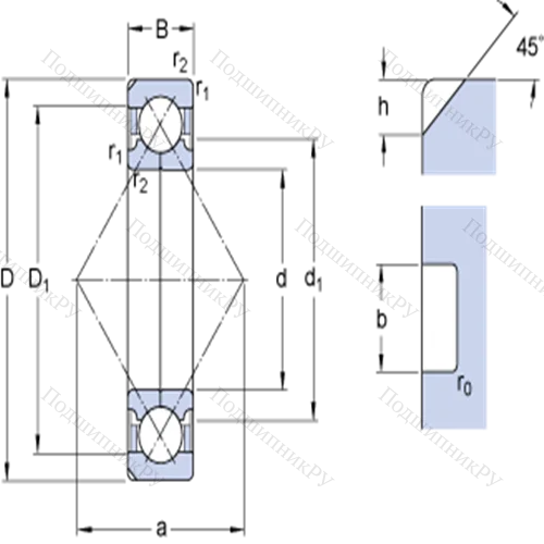 Шарикоподшипники с четырёхточечным контактом QJ 230 N 2MA от производителя  SKF