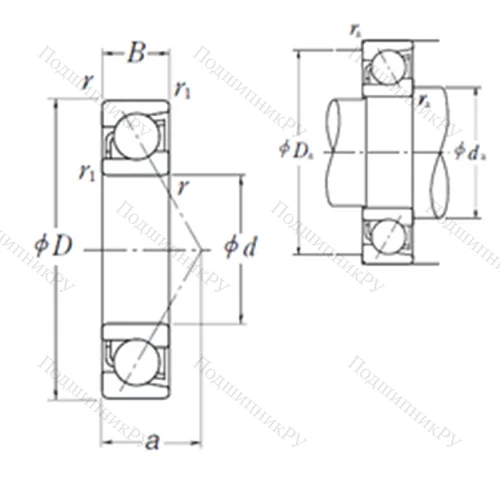 Подшипник шариковый радиально-упорный 7006 C