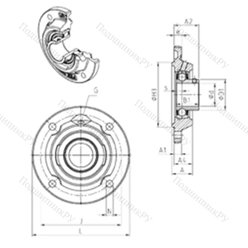 Подшипниковый узел шариковый радиальный USFEE 207 от производителя  SNR
