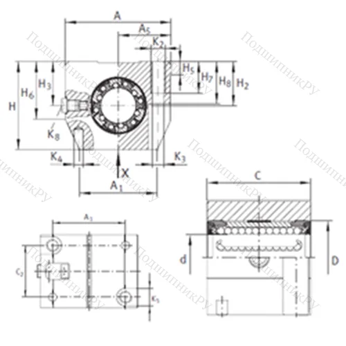 Подшипник шариковый линейный KGN 30 C-PP-AS от производителя  INA