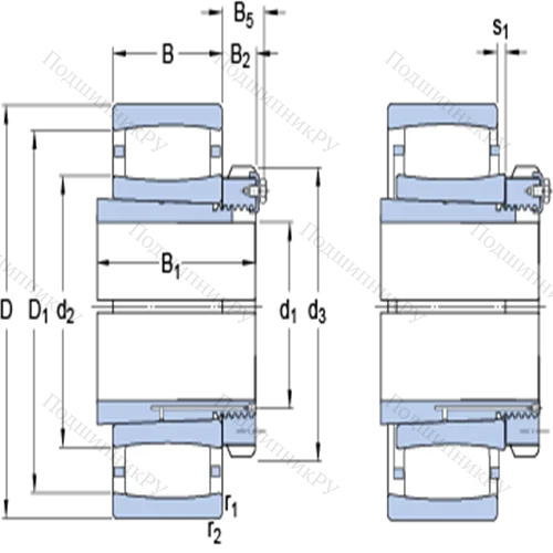 Тороидальные роликоподшипники CARB® на закрепительной втулке C 39/1060 KMB + OH 39/1060 HE от производителя  SKF