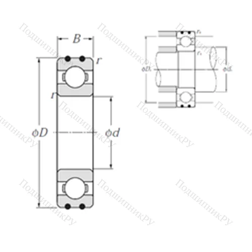 Подшипник шариковый радиальный AC-6206