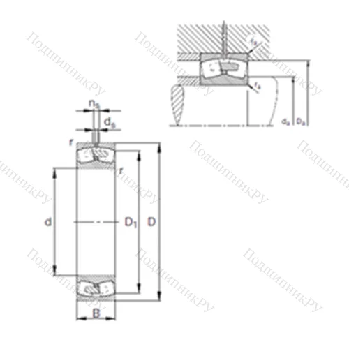 Подшипник роликовый радиальный самоцентрирующийся 22252-E 1A-MB 1 от производителя  FAG