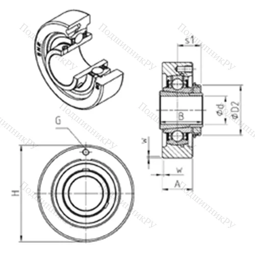 Подшипниковый узел шариковый радиальный UKC 206H от производителя  SNR