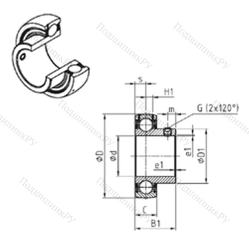 Подшипник шариковый радиальный US 209-26 от производителя  SNR Подшипник шариковый радиальный US 209-26 от производителя  SNR