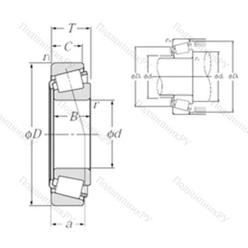 Подшипник роликовый радиально-упорный 4T-LM 102949/LM 102910 от производителя  NTN