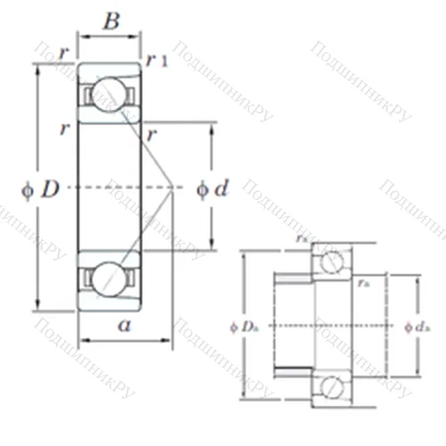 Подшипник шариковый радиально-упорный 7016B